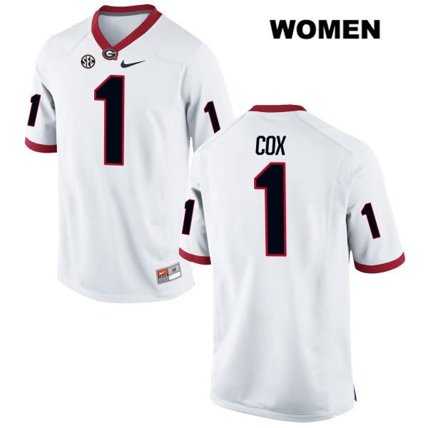 Georgia Bulldogs Women's Brenton Cox #1 NCAA Authentic White Nike Stitched College Football Jersey SVA0556ZN